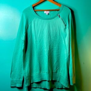 BNWOT Calvin Klein Multi Fabric Sweater with Zipper Detail in teal size Large